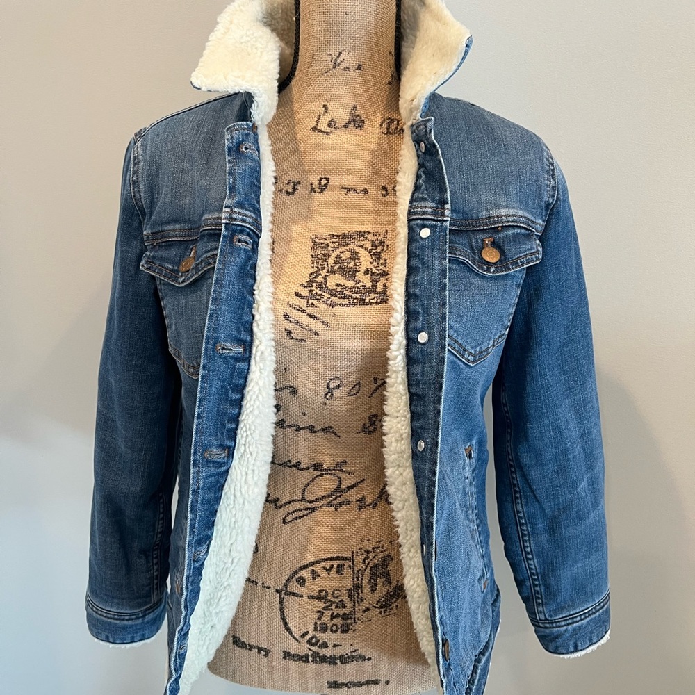 JCrew Mercentile Sherpa Trucker Denim Jacket